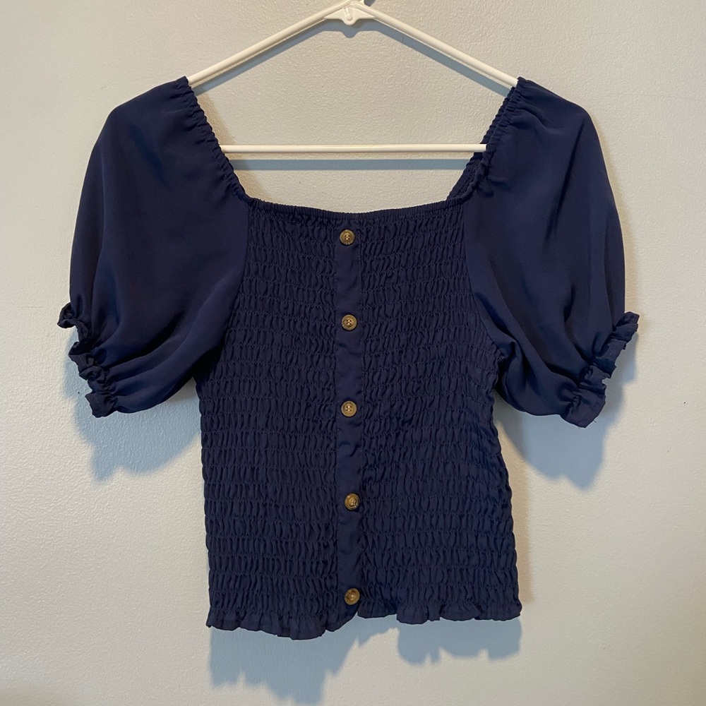 Navy Blue Blouse Top